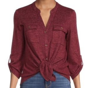 NWT No Boundaries Maroon Brushed Knit Shirt Size XXXL